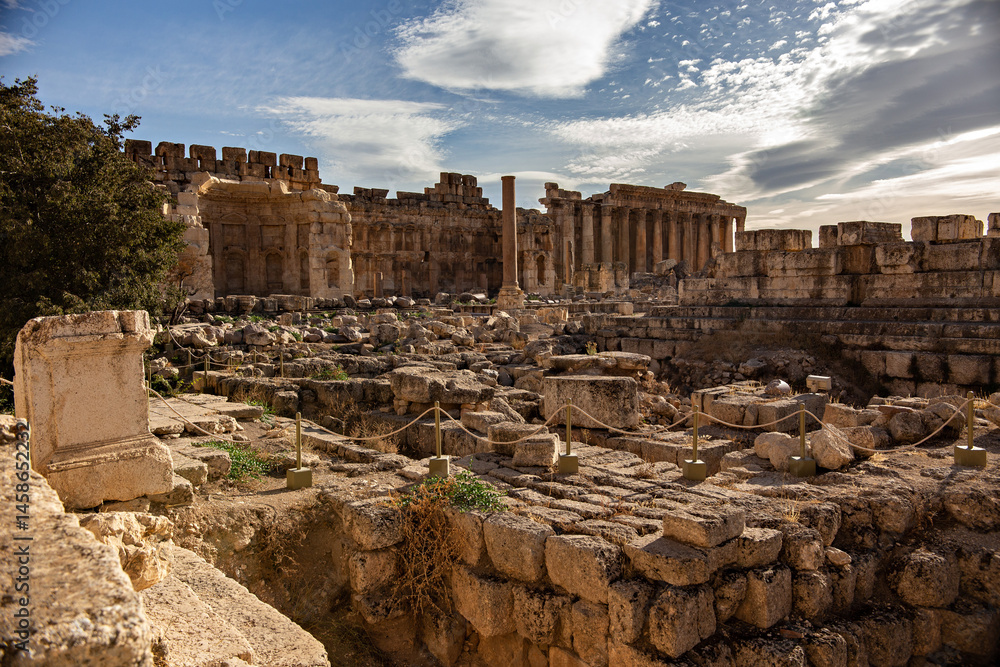 Fototapeta premium Baalbek Roman ruins details, ancient Roman town of Baalbek, Lebanon