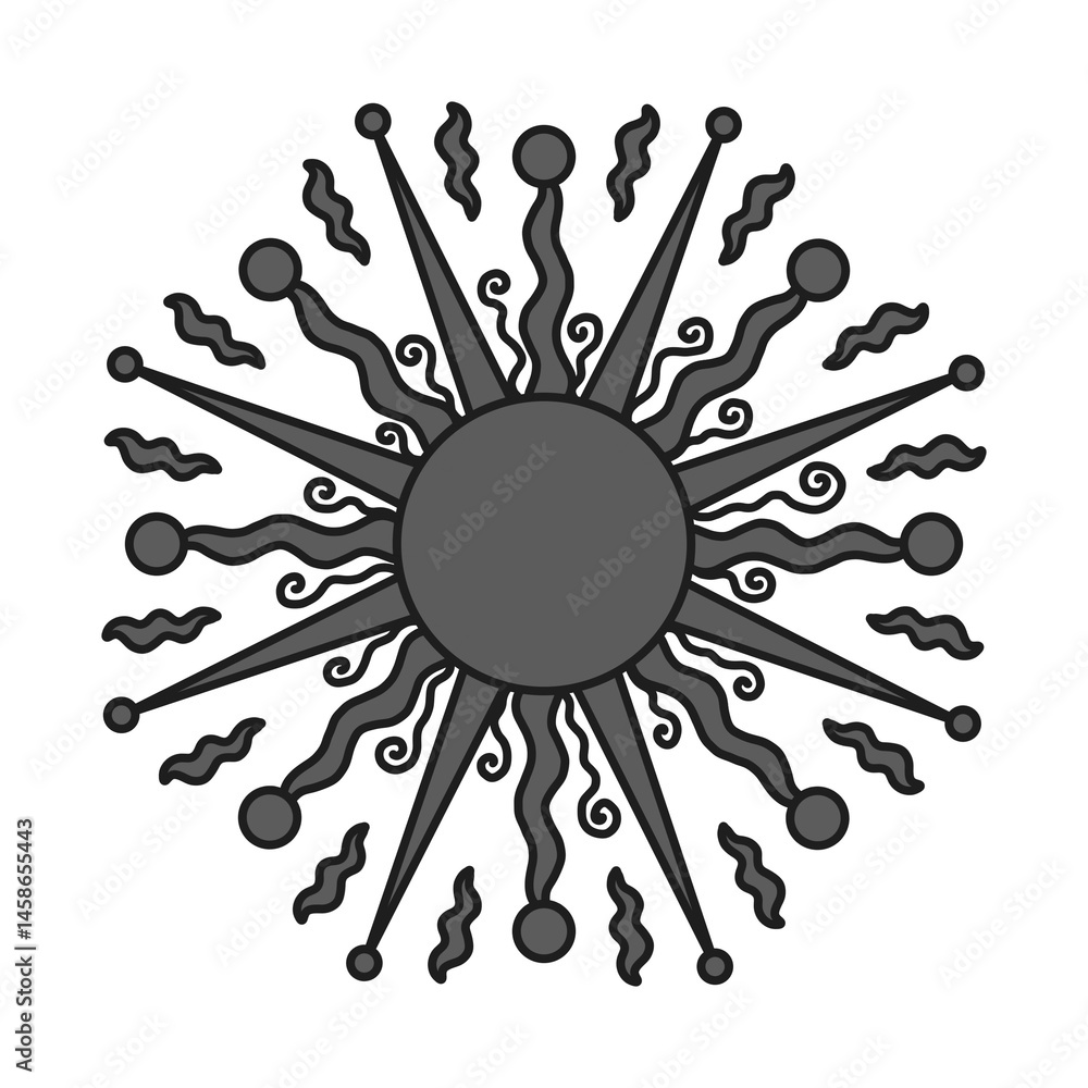 Obraz premium antique sun illustration; vintage solar depiction