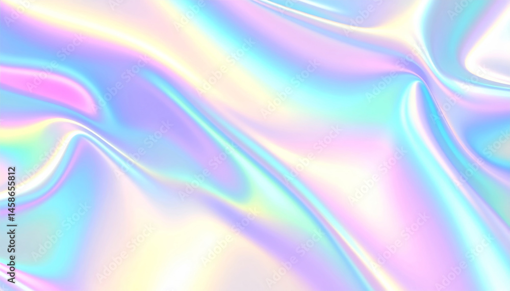 shimmering, holographic metallic background featuring smooth, flowing folds with rainbow light effect. high detail texture creates captivating and ethereal atmosphere shimmering, holographic metallic background featuring smooth, flowing folds with rainbow light effect. high detail texture creates captivating and ethereal atmosphere