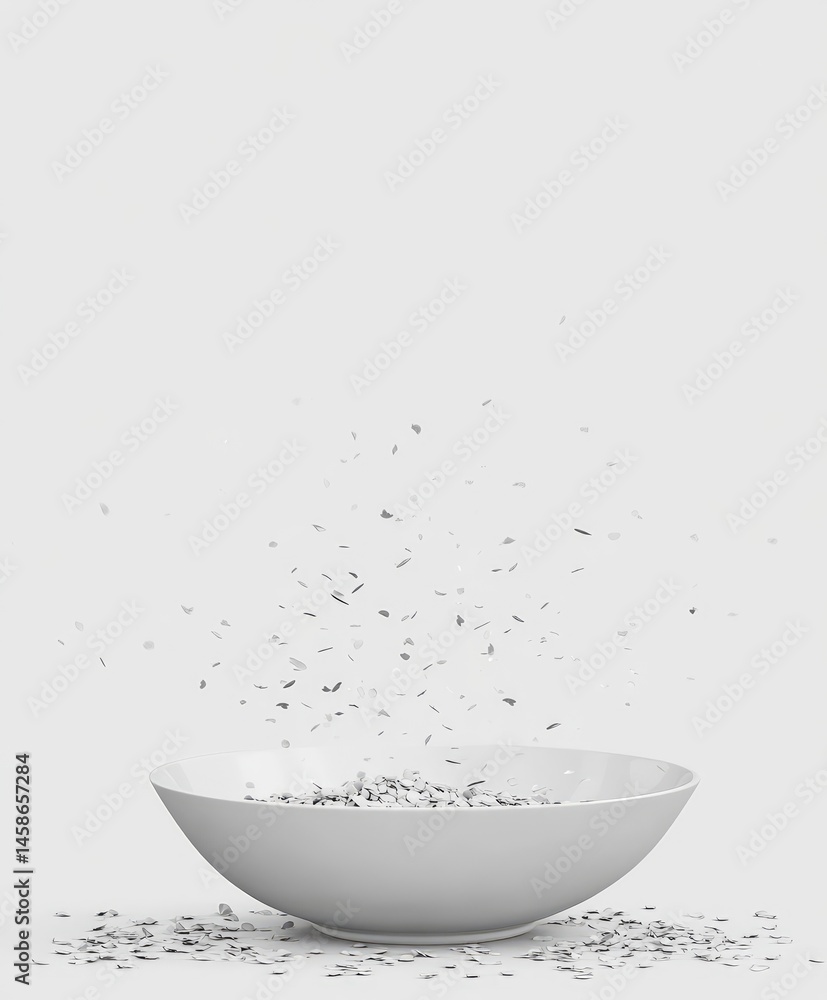 Empty bowl with scattered contents Empty bowl with scattered contents