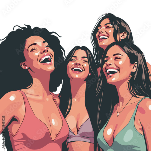 Joyful teens laughing together in vibrant pop art style, bold self-expression