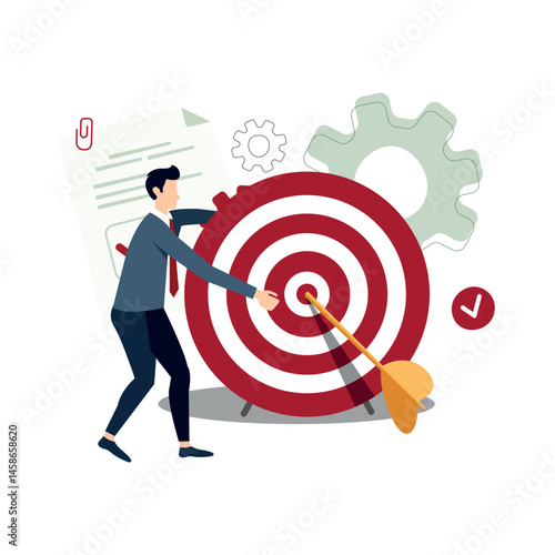 Achieving business vision targets, big targets with people, people running towards their goals, increasing motivation.