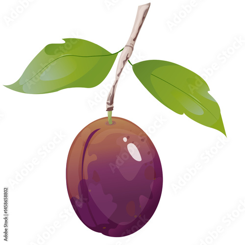 Plum in game design. For sticker and t-shirt design, posters, logos, labels, banners, stickers, product packaging design, etc