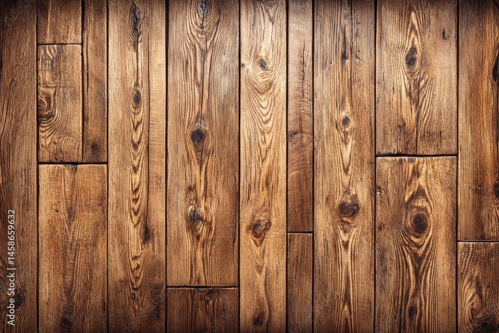 Naklejka premium Detailed close-up of rich, dark brown wooden planks