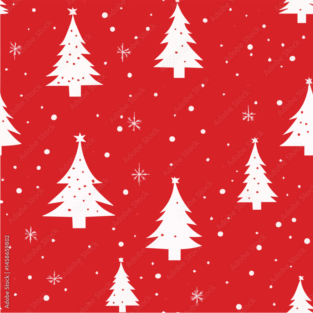 Fototapeta premium Vector of Christmas tree Seamless Patterns red background