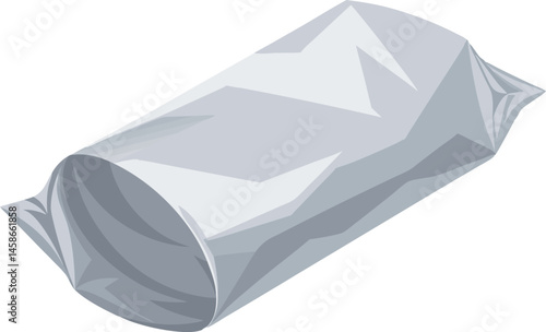 A detailed vector art illustration of shiny, crinkled aluminum foil, capturing realistic texture, reflections, and metallic highlights for creative projects