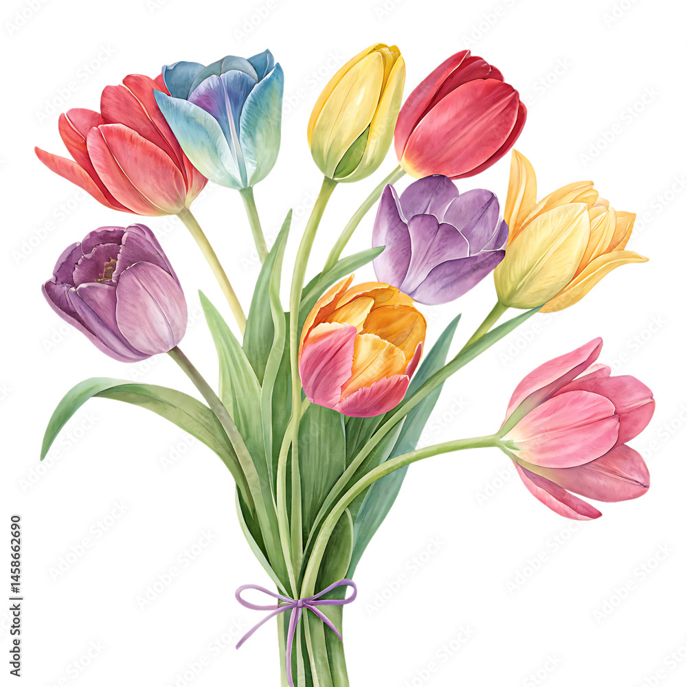 bouquet of colorful tulips isolated on transparent background bouquet of colorful tulips isolated on transparent background