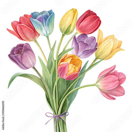 Wallpaper Mural bouquet of colorful tulips isolated on transparent background Torontodigital.ca