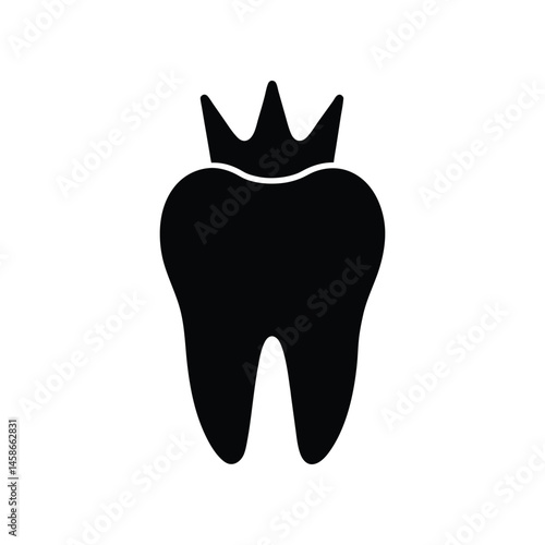 Silhouette art illustration of tooth with crown icon.eps