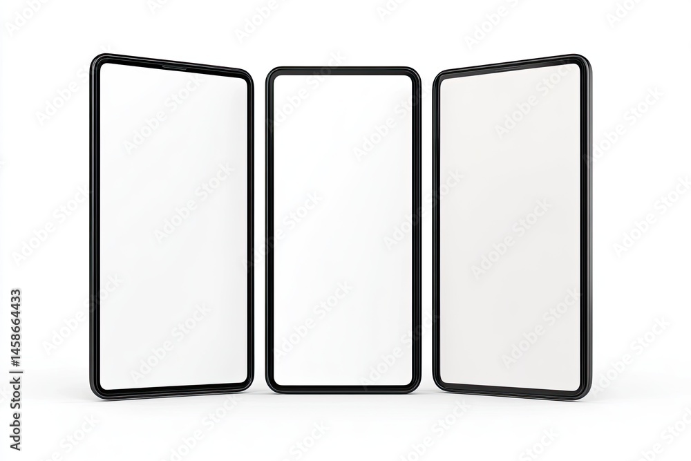 Three Blank Smartphone Screens Three Blank Smartphone Screens