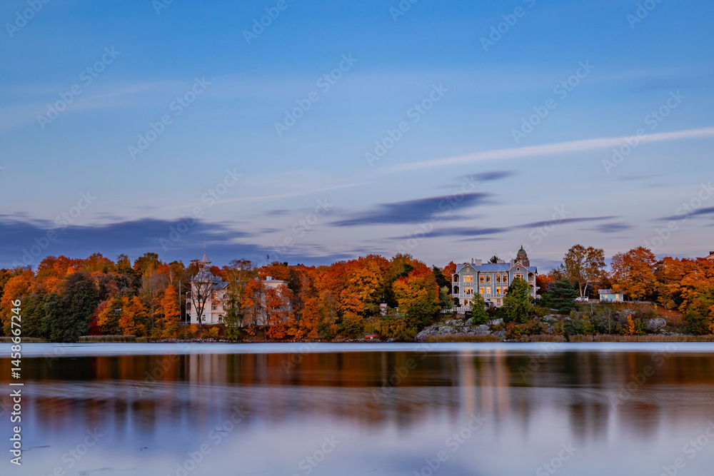 autumn landscape with lake