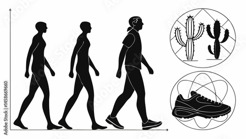 Evolution of Walking From Primitive Hominid to Modern Human Gait Athletic Footwear Desert Cactus