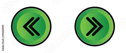 back and next arrow icon, preview and next arrow icon, left and right arrows icon button on white background.