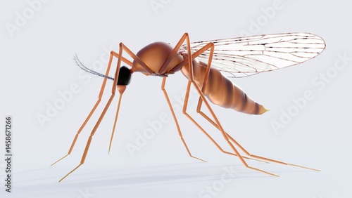 Fotografie A 3d rendering of scientifically accurate yet artistically rendered portrayal of a mosquito, possibly an Anopheles