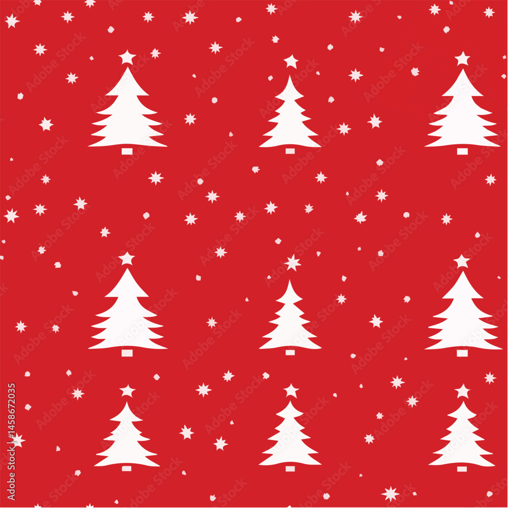 Obraz premium Vector of Christmas tree Seamless Patterns red background
