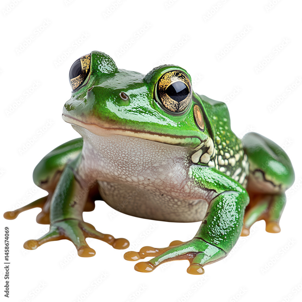 Obraz premium Green frog on transparent background 