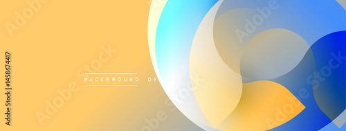 Abstract design features overlapping circles, gradients. Warm yellow contrasts cool blues, creating modern visual effect. Text reads background design.