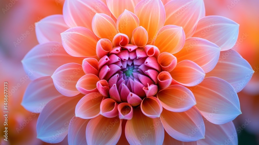 Close-up Peach Dahlia Bloom in Garden Close-up Peach Dahlia Bloom in Garden