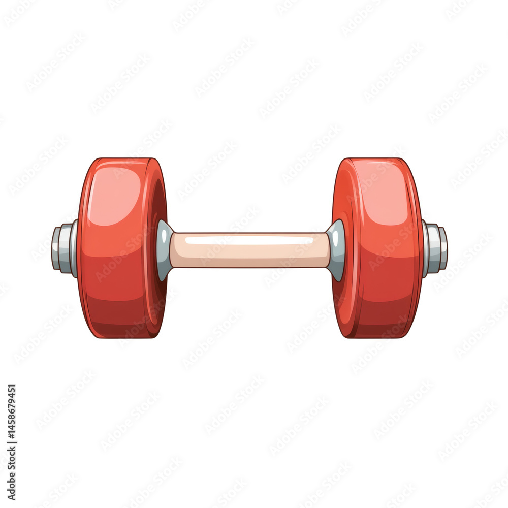 Obraz premium Red Dumbbell on Transparent Background 