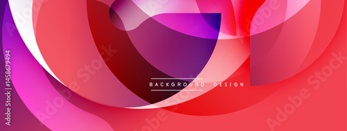 Abstract fluid shapes, vibrant red, pink hues dominate. Modern design, dynamic composition, gradient effects present. Background suggests energy, movement.