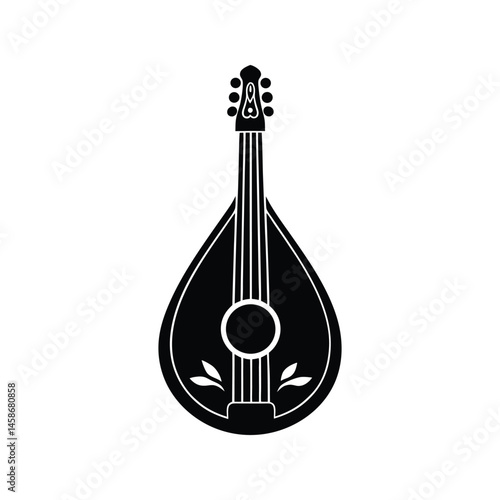oud silhouette art illustration on white background