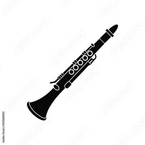 clarinet silhouette art illustration on white background