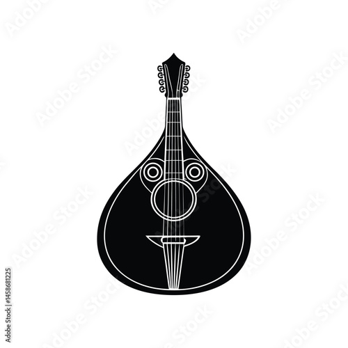 mandolin silhouette art illustration on white background