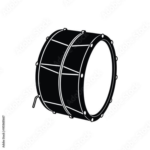 bass drum silhouette art illustration on white background