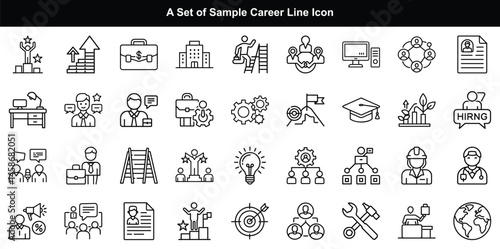 Career Line Icon Vector Set, Job Work Profession Graphics