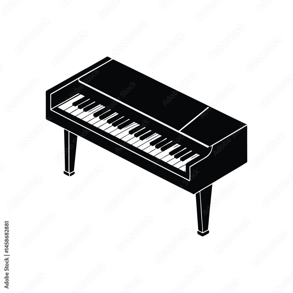 electric piano silhouette art illustration on white background electric piano silhouette art illustration on white background