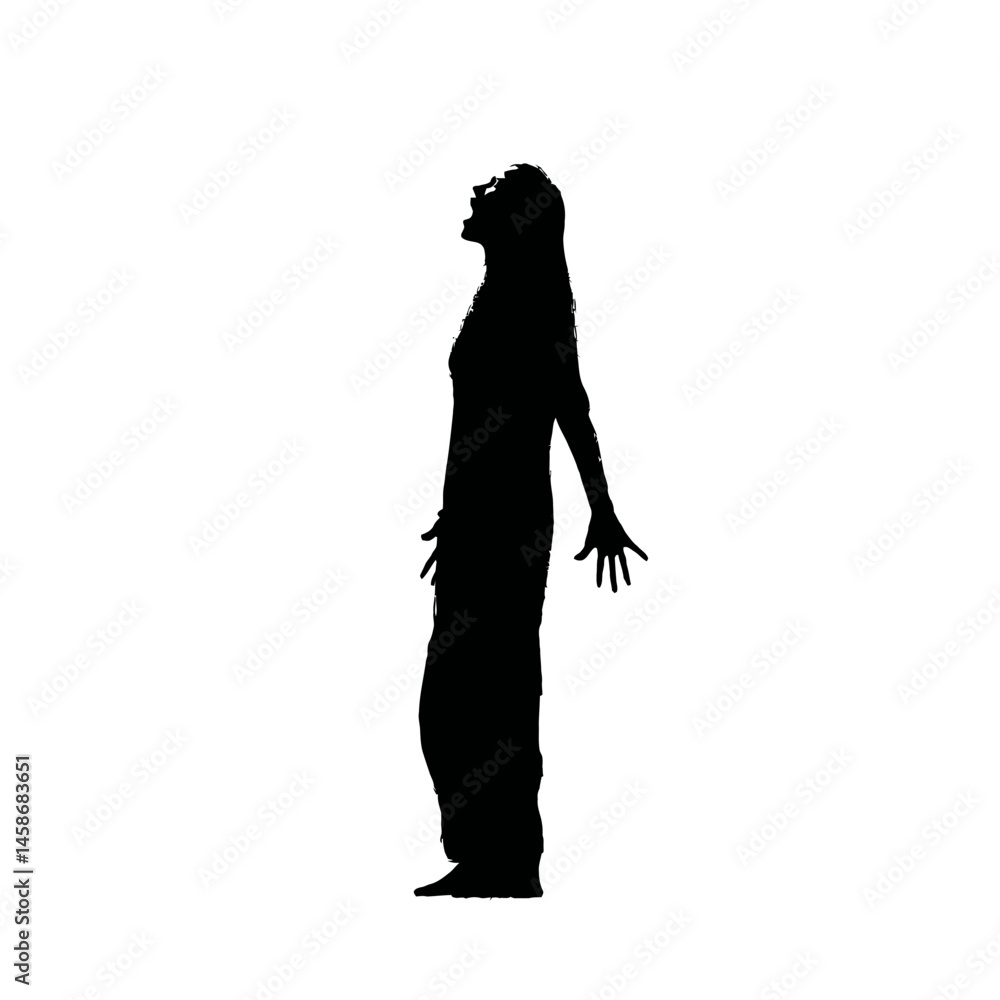 Solid black silhouette of a banshee wailing, Vector Graphic Solid black silhouette of a banshee wailing, Vector Graphic