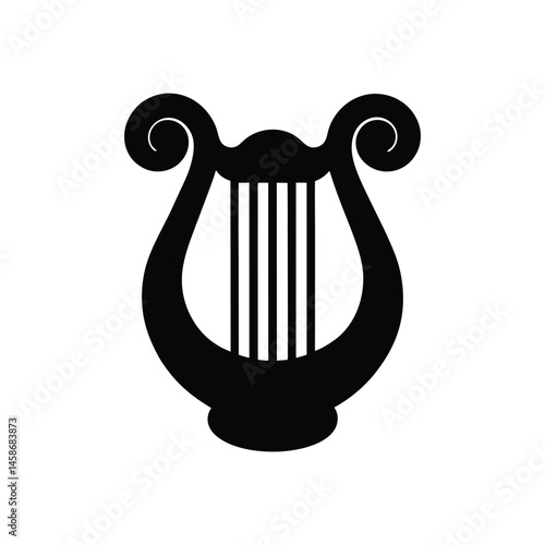 lyre silhouette art illustration on white background