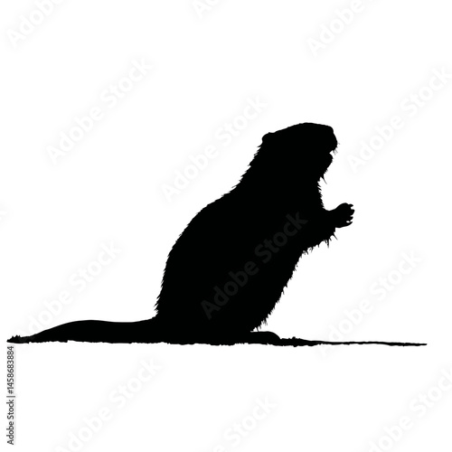 Solid black silhouette of a beaver building, Vector Graphic