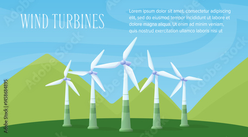 banner wind turbines alternative energy in the field, environmental protection