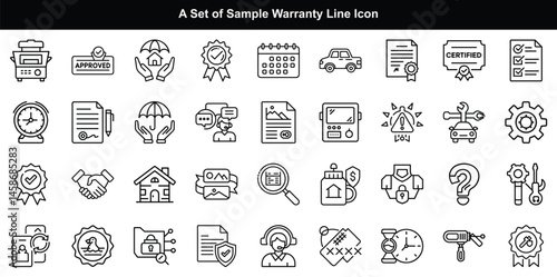 Warranty Icon Vector Set, Guarantee Protection Assurance Graphics
