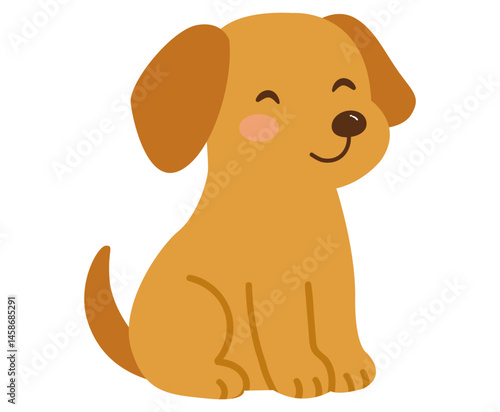 Cute kawaii puppy in flat simple style. icon vector illustration, dog isolated on a white background. Element for print clothe book or child design paper. hand drawn animal Doggy