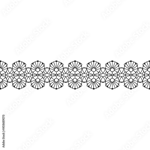 Elegant Black Lace Border on White Background, Minimalist Design