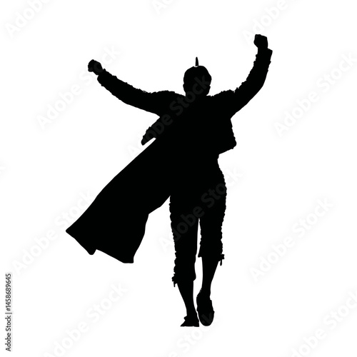Solid black silhouette of a matador daring, Vector Graphic