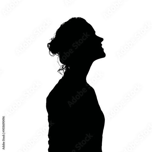 Solid black silhouette of a nymph serene, Vector Graphic