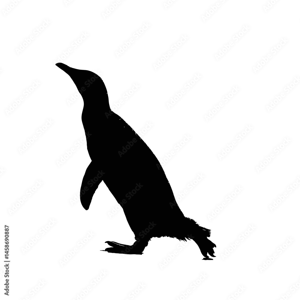 Fototapeta premium Solid black silhouette of a penguin sliding, Vector Graphic