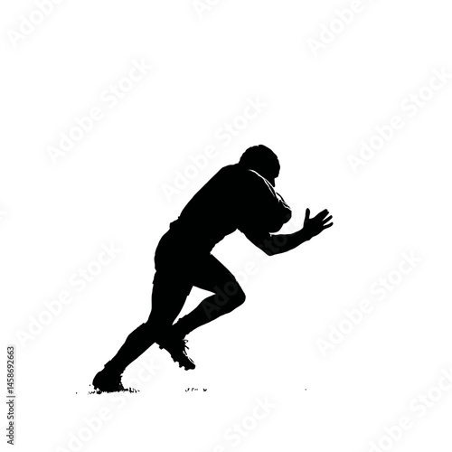 Solid black silhouette of a rugby player tackling, Vector Graphic