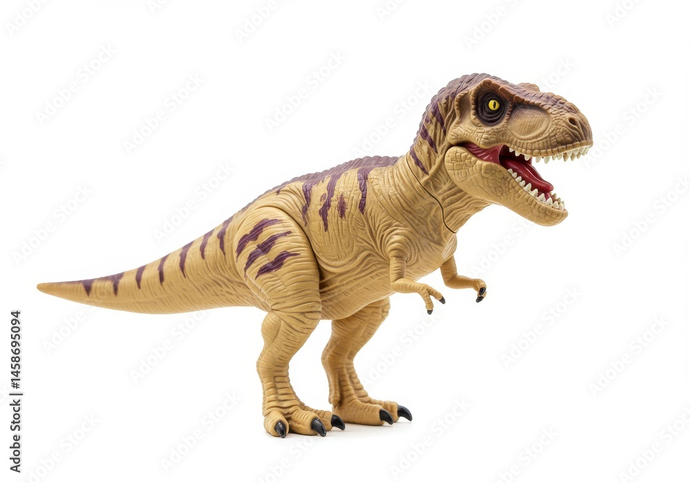 Obraz premium Realistic Tyrannosaurus Rex Dinosaur Toy Model Brown Beige Kid Game Play Gift Child Figure Animal