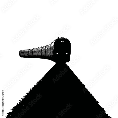 Solid black silhouette of a train speeding, Vector Graphic