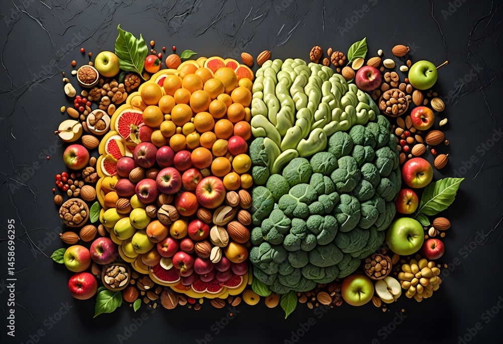 Benessere fisico e mentale con Dieta mediterranea, frutta , verdura, olio di oliva e vita sana