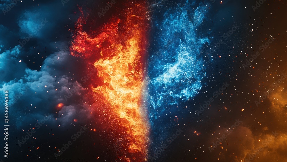 Fiery clash of contrasting elements Fiery clash of contrasting elements