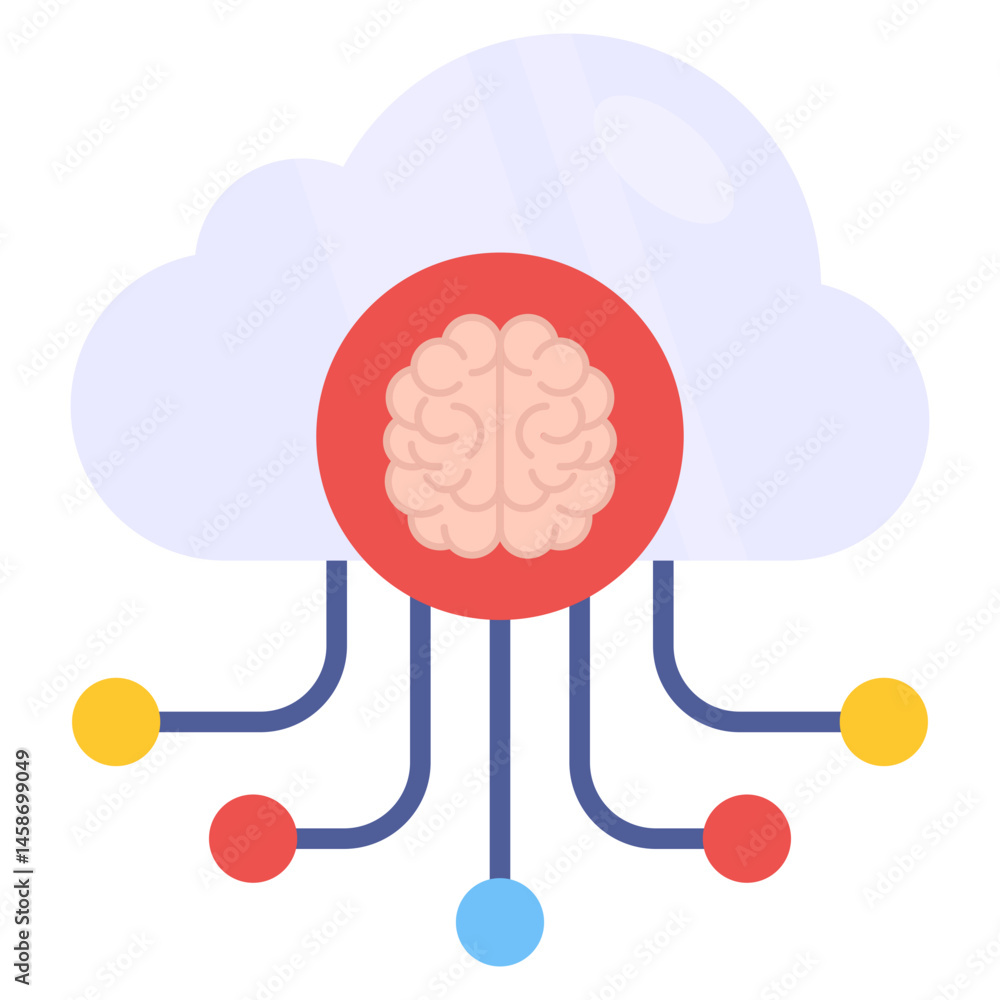 Cloud Computing Brain Network Data Processing Concept Illustration Cloud Computing Brain Network Data Processing Concept Illustration