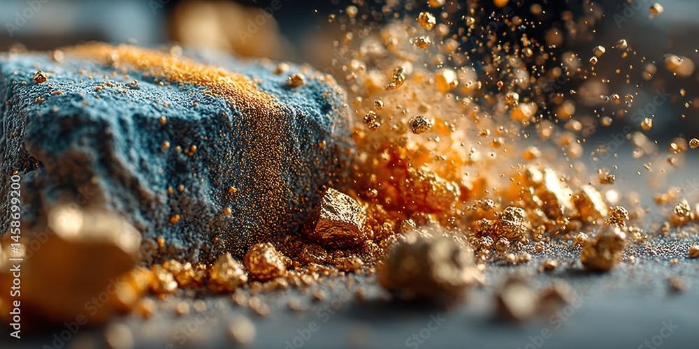 Fototapeta premium Golden Particles in Stunning Dust Explosion