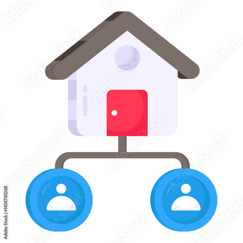 Happy Family Home Ownership Sharing Network Icon Illustration