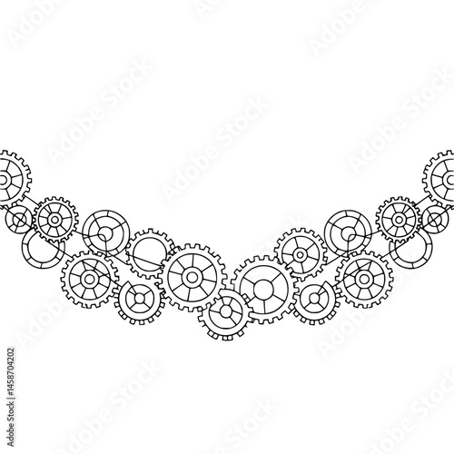 Vector Gear Border: Minimalist Machine Element Illustration
