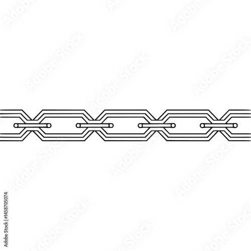 Minimalist Chain Illustration, Black Lines on White, Security Concept